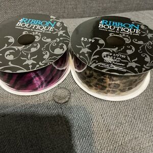 Y2K Emo Grunge Ribbon 2 pack Rolls Zebra Cheetah 2009 1.5 X 5 YARDS